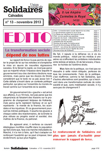 journal Solidaires Calvados n°13 - 22 novembre 2013