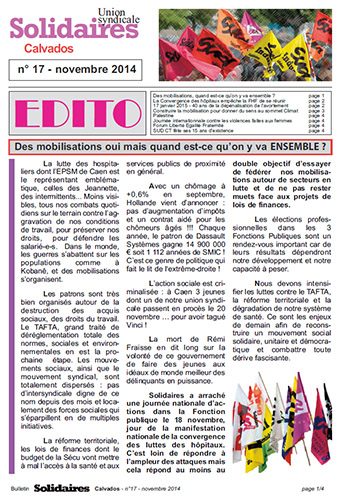 journal Solidaires Calvados - novemebre 2014