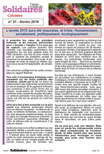 journal Solidaires Calvados - février 2016