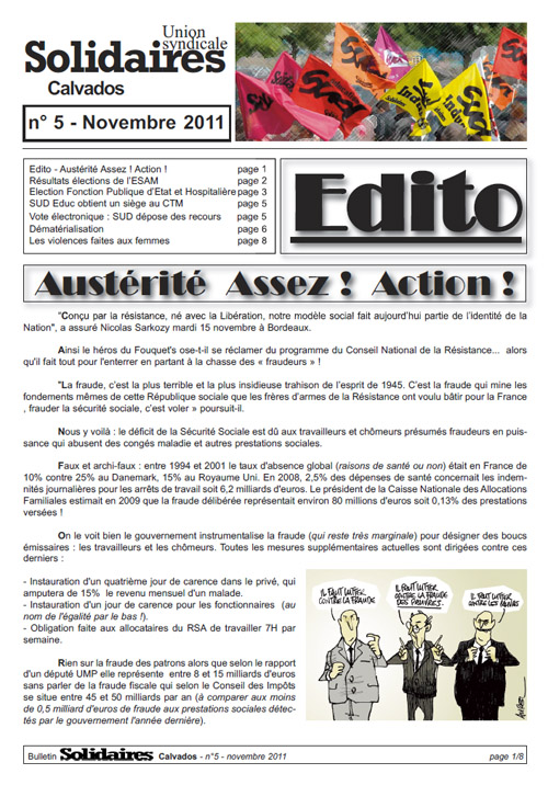 journal Solidaires Calvados n°5 - Novembre 2011