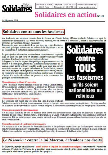 Journal de l'Union Syndicale Solidaires